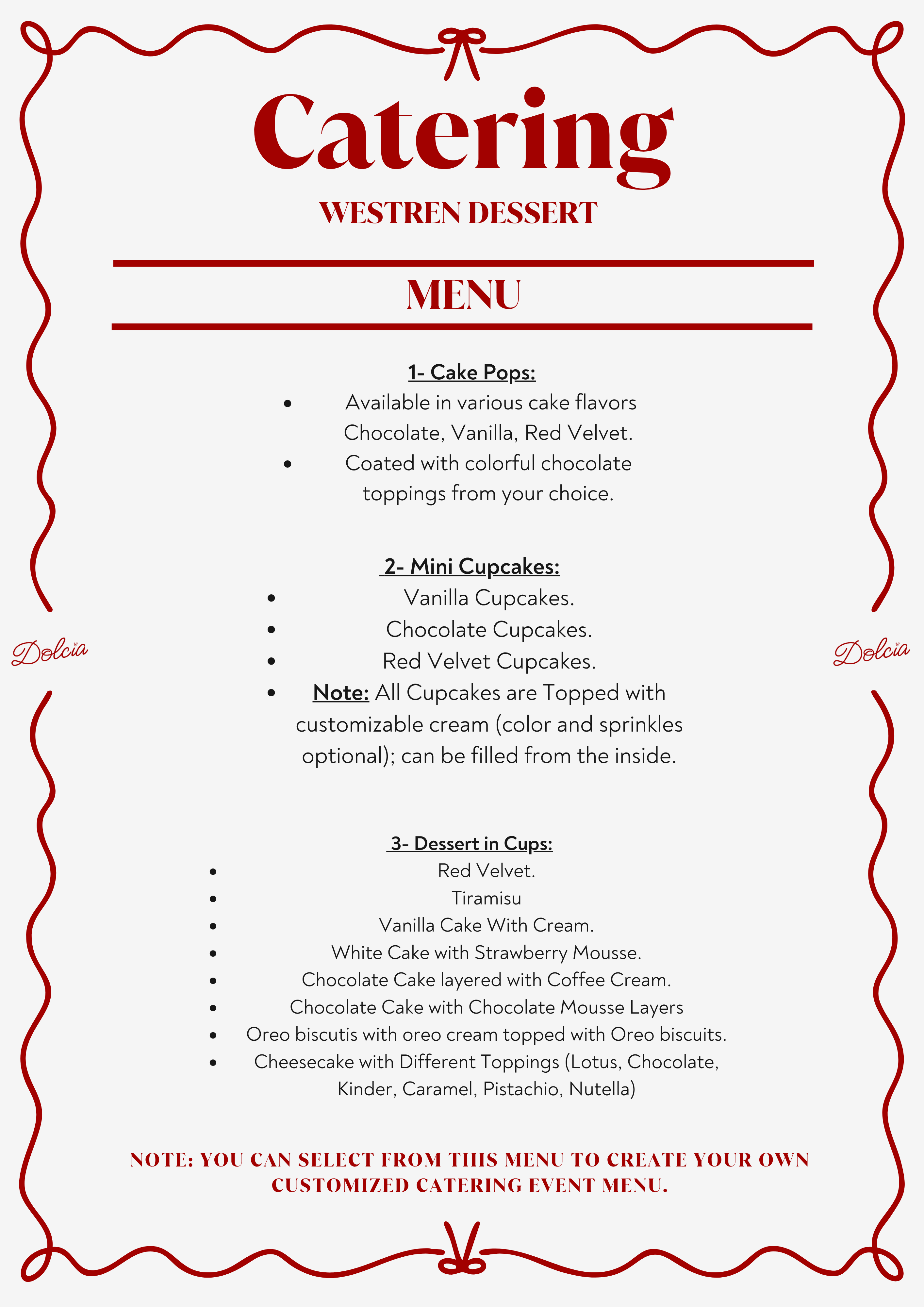 Dolcia Menu Page 1